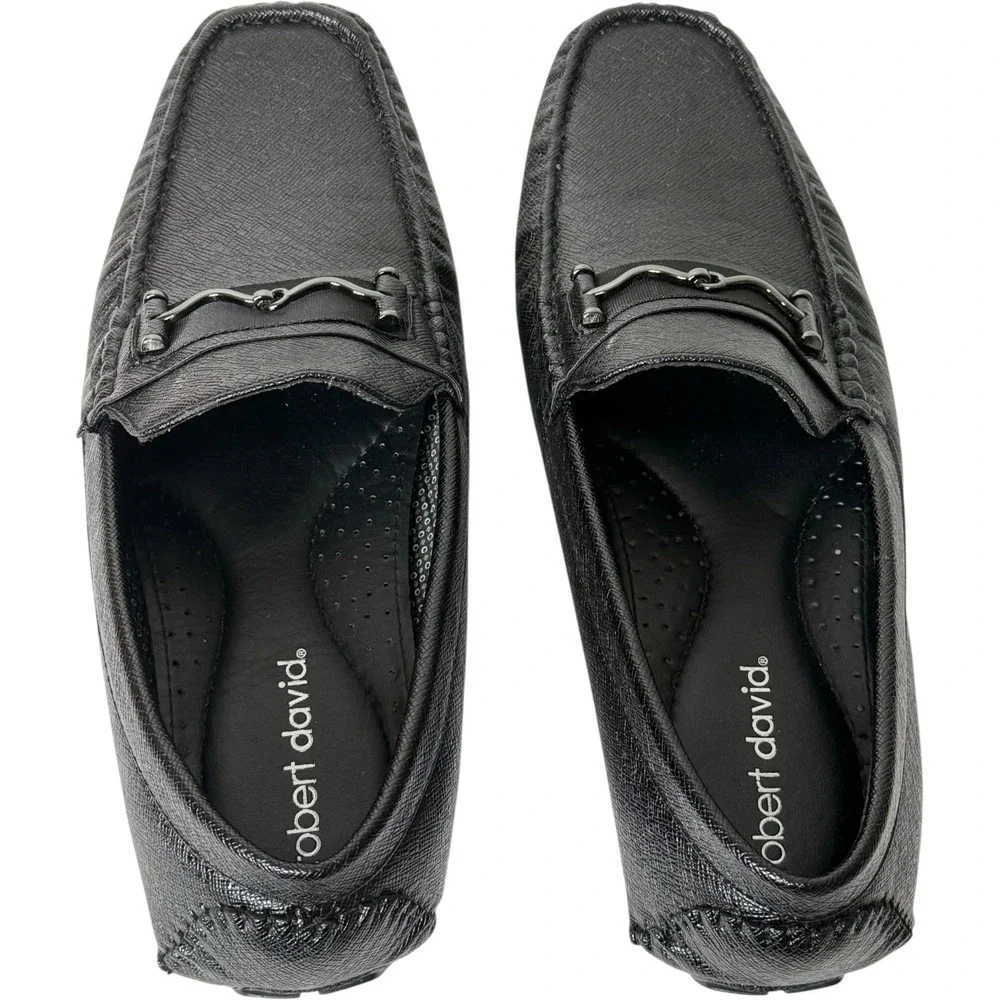 Robert‎ David Textured Black Slip On Cushioned Loafers Mens 15M